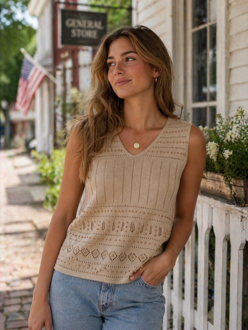Liz Claiborne Knit Tank Top in Camel Tan-small